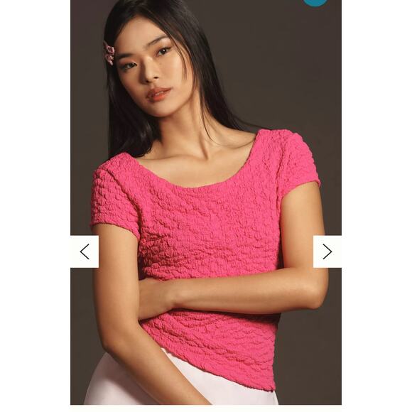 Maeve by Anthropologie Socialite Popcorn Tee Size XL Pink - Picture 6 of 12